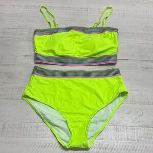 two-piece neon green high-waisted bikini set a sporty  design  swimsuit